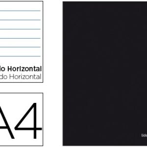 LIBRETA LIDERPAPEL TAPA NEGRA A4 80 HOJAS 60G/M2 HORIZONTAL