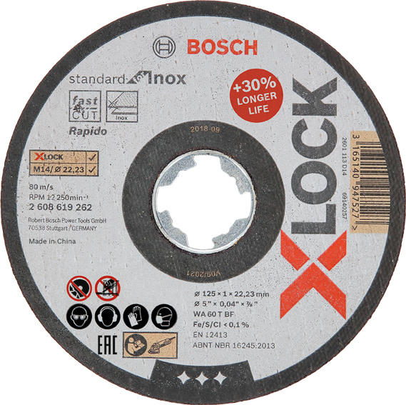 DISCO X-LOCK STAND.INOX 125X1X22,23MM